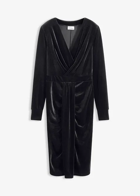 Mellanlång klänning i följsam sammet, bonprix