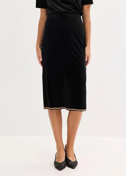 Midikjol med strass, bonprix