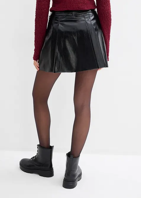 Minikjol i skinnimitation med motveck, bonprix