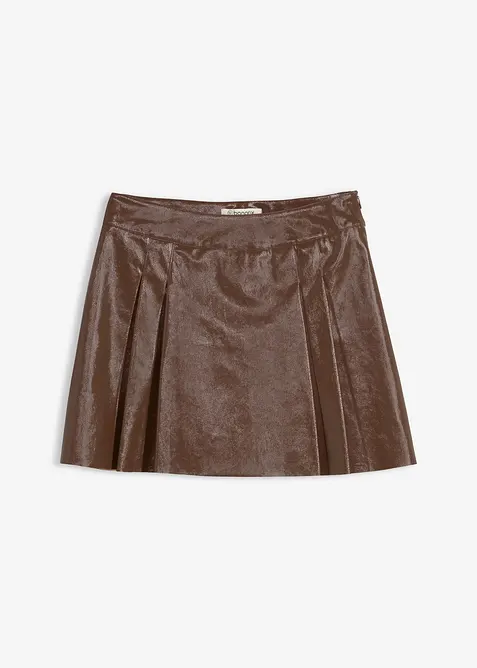 Minikjol i skinnimitation med motveck, bonprix