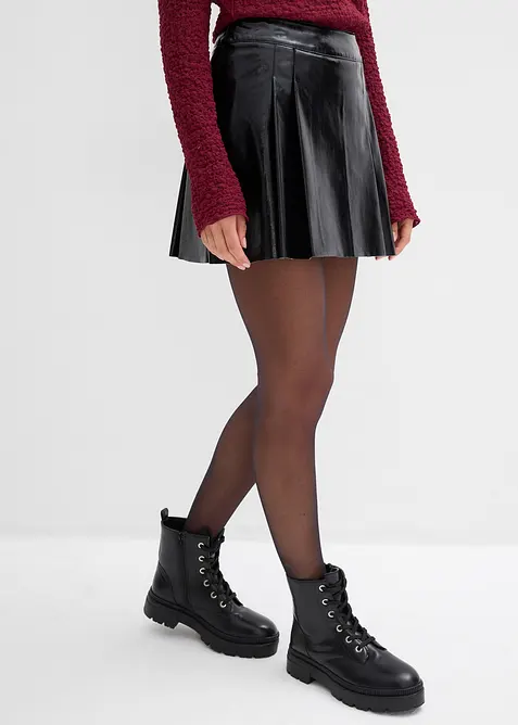 Minikjol i skinnimitation med motveck, bonprix