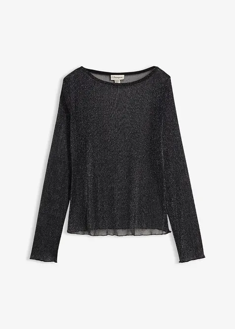Långärmad topp i transparent mesh, bonprix