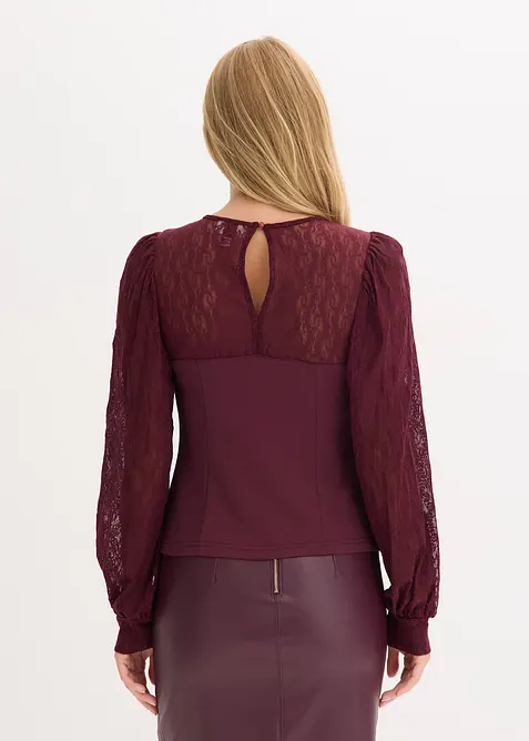 L&aring;ng&auml;rmad topp med spets, bonprix