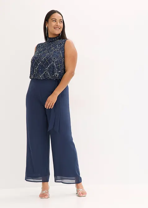 Jumpsuit med p&auml;rlbroderi, bonprix