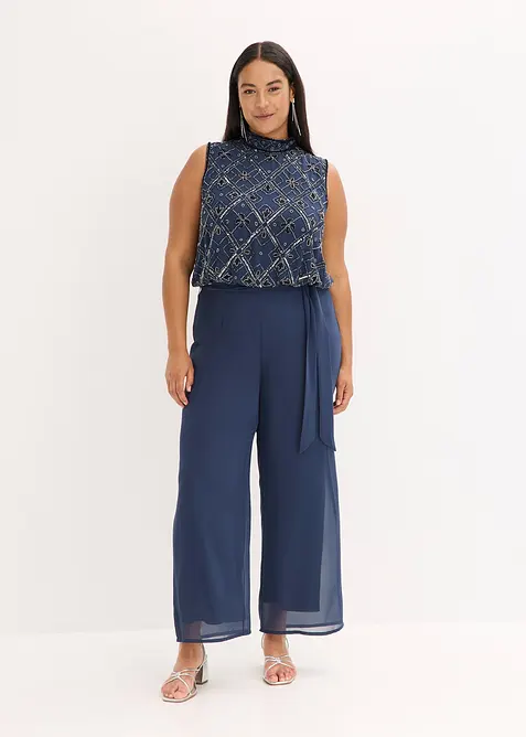 Jumpsuit med p&auml;rlbroderi, bonprix