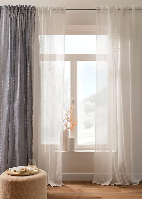 Gardinl&auml;ngd med v&auml;vda r&auml;nder (1-pack), bonprix