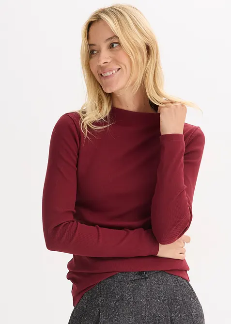 L&aring;ng&auml;rmad topp i ribbat material, bonprix