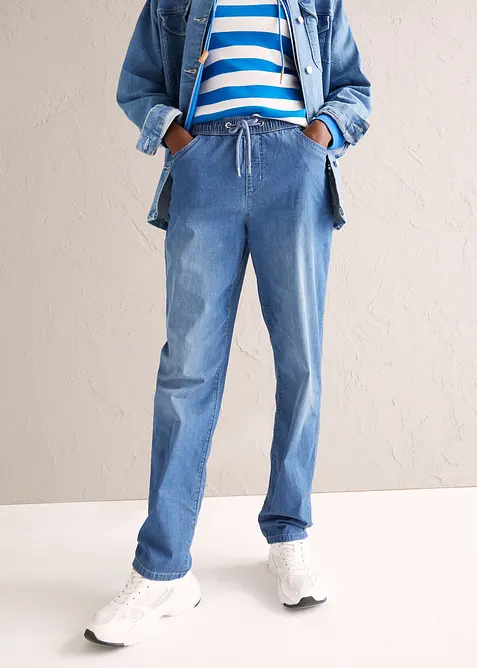 Dra p&aring;-jeans med raka ben, bonprix