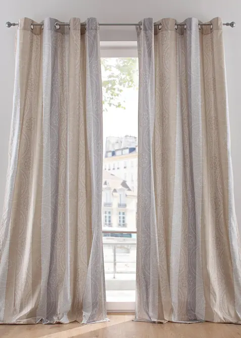 Randig gardinl&auml;ngd i &aring;tervunnen polyester (1-pack), bonprix