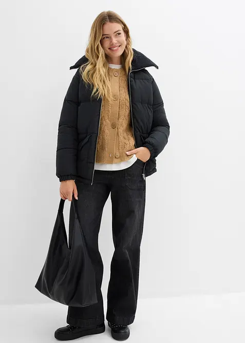 Quiltad jacka med teddykrage, bonprix