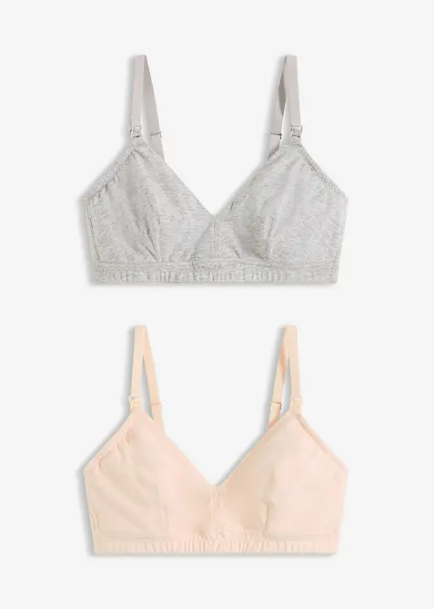 Amningsbeh&aring; utan bygel med ekologisk bomull (2-pack), bonprix