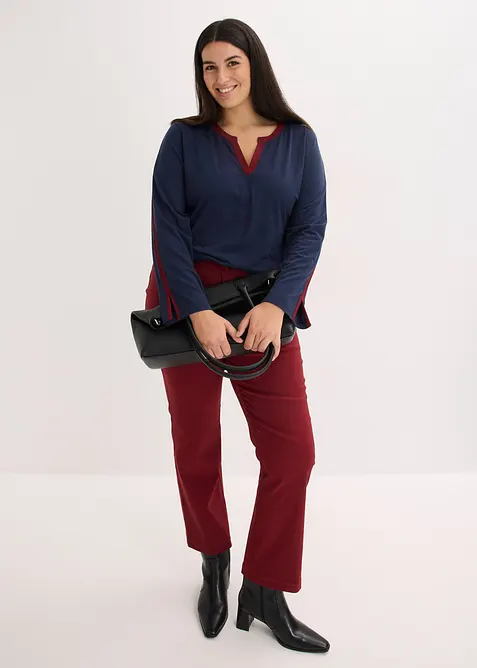 L&aring;ng&auml;rmad topp med slits, bonprix