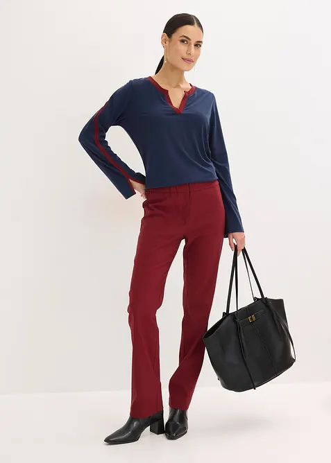 L&aring;ng&auml;rmad topp med slits, bonprix