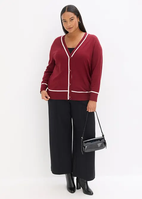 Stickad cardigan med V-ringning, bonprix