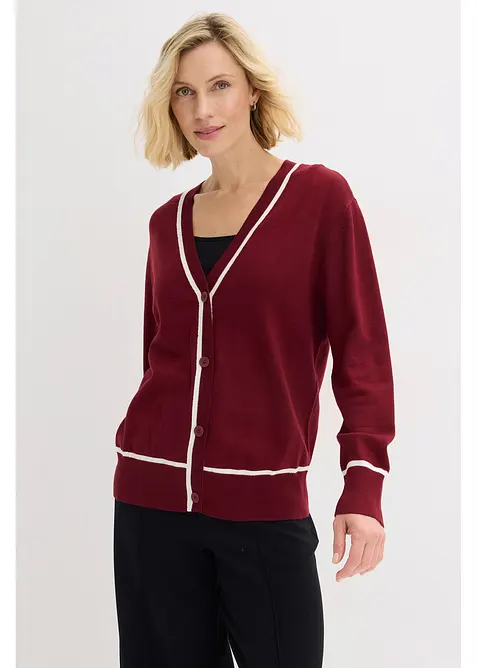 Stickad cardigan med V-ringning, bonprix