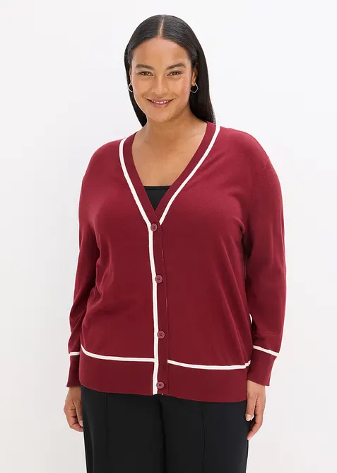 Stickad cardigan med V-ringning, bonprix