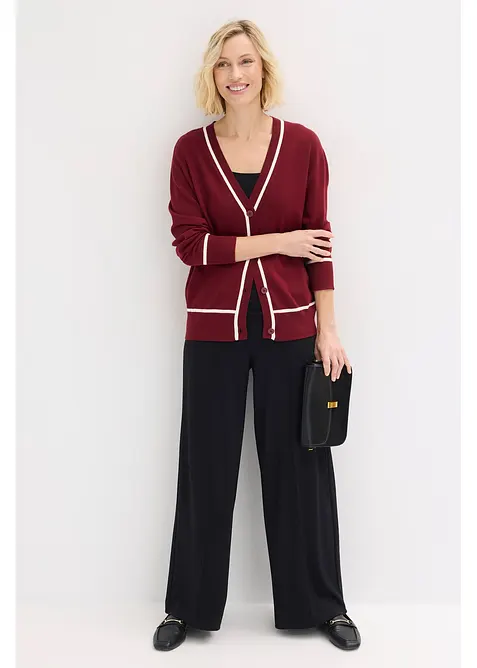 Stickad cardigan med V-ringning, bonprix