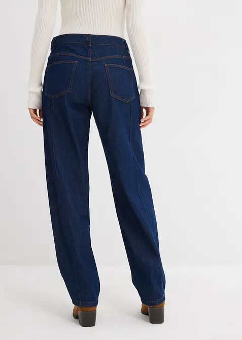 Jeans i Barrel-modell, Mid Waist, Super Soft, bonprix