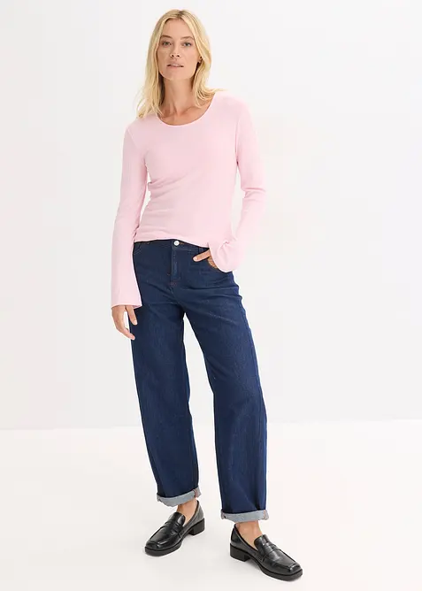 Ribbad l&aring;ng&auml;rmad topp, bonprix