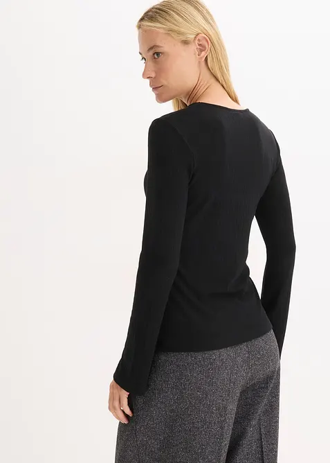 Ribbad l&aring;ng&auml;rmad topp, bonprix