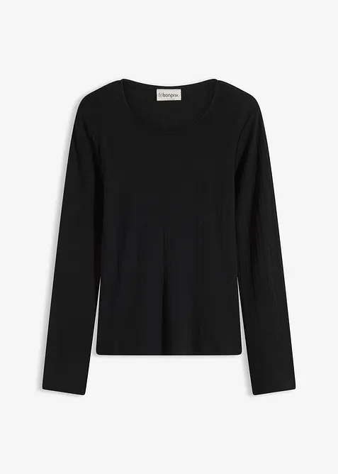 Ribbad l&aring;ng&auml;rmad topp, bonprix