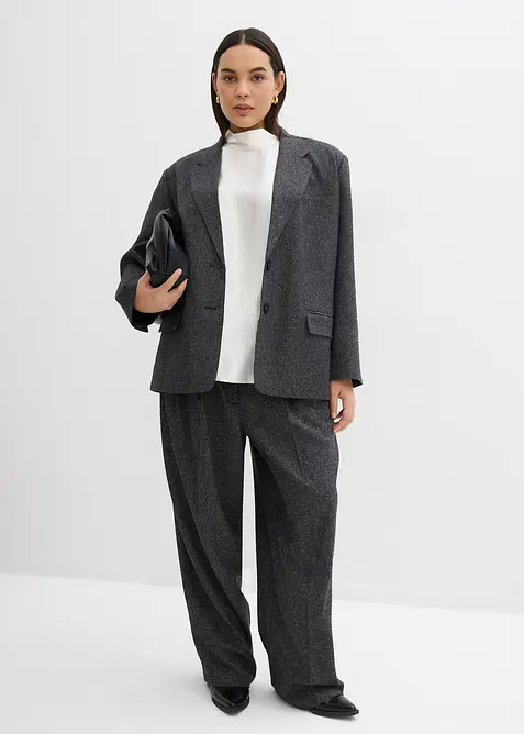 Byxa med veck, av mjuk viskosmix, bonprix