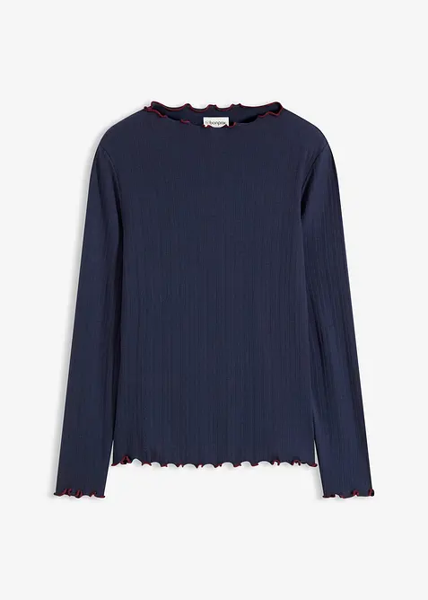 Ribbstickad topp med l&aring;nga &auml;rmar, bonprix