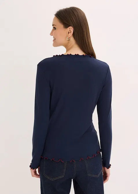 Ribbstickad topp med l&aring;nga &auml;rmar, bonprix