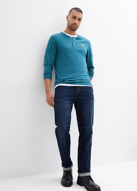 L&aring;ng&auml;rmad T-shirt i farfarsmodell (2-pack) i ekologisk bomull, bonprix