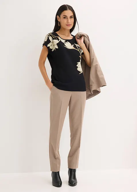 Topp i ekologisk bomull med blommotiv, bonprix