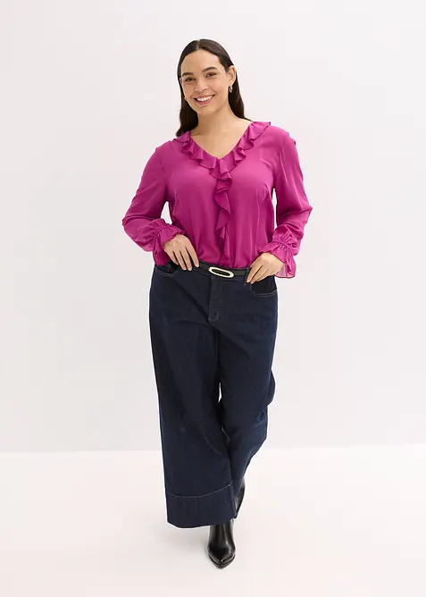 Blus med volanger, bonprix