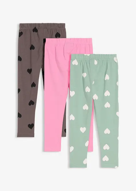 Leggings i ekologisk bomull med stretch (3-pack), bonprix