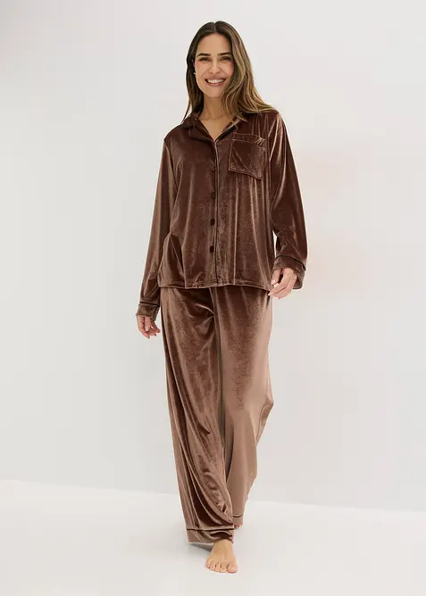 Byxa och topp med sammetsk&auml;nsla, bonprix