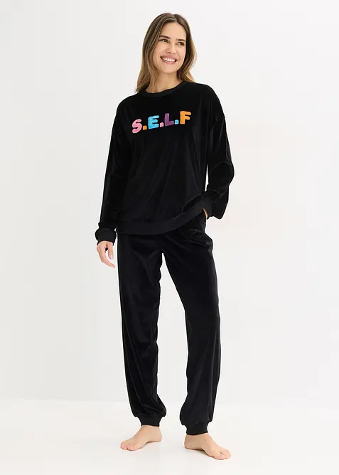 Byxa och topp med sammetsk&auml;nsla, bonprix