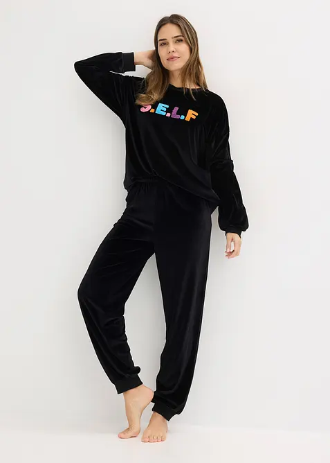 Byxa och topp med sammetsk&auml;nsla, bonprix