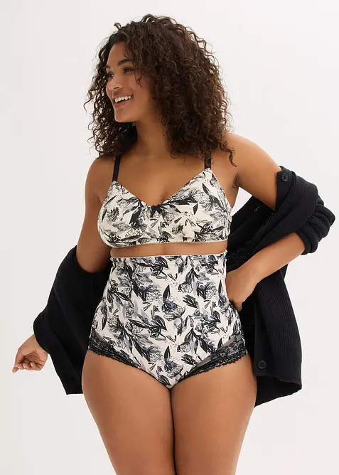 Trosa med h&ouml;g midja, formande effekt och spets, bonprix