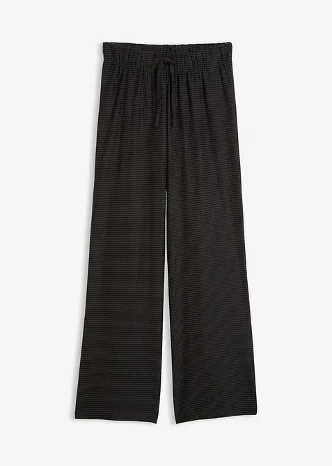 Randig jerseybyxa med dragsko i bomullsmix, bonprix