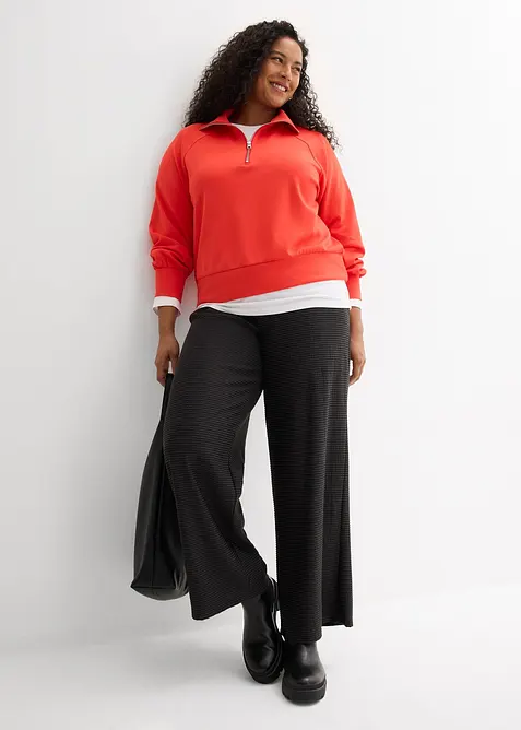 Randig jerseybyxa med dragsko i bomullsmix, bonprix