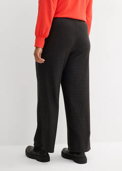 Randig jerseybyxa med dragsko i bomullsmix, bonprix