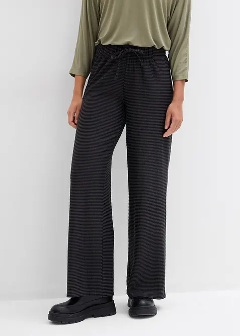 Randig jerseybyxa med dragsko i bomullsmix, bonprix