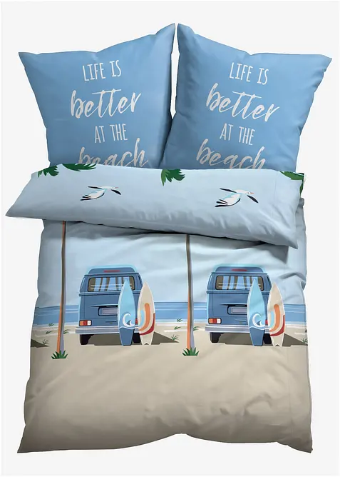 Påslakanset med strandmotiv med bil och palmer, bonprix