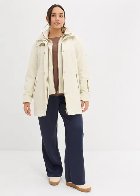 Stretchig lång softshelljacka, vattenavvisande, bonprix