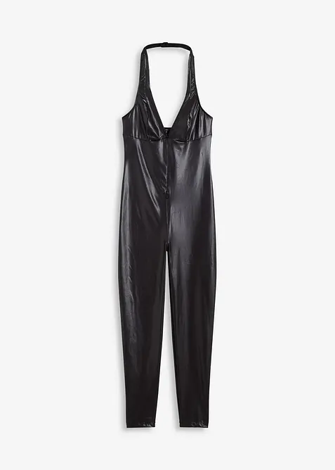 Catsuit ouvert med wetlook, bonprix