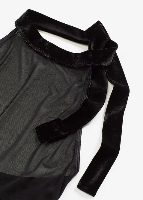 Halterneckklänning med sammet, bonprix