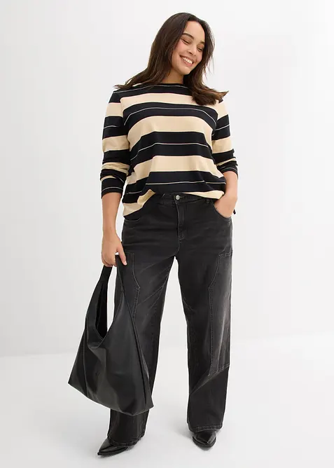 Jeans Wide Leg Mid Waist, bonprix