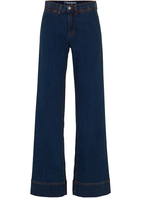 Comfort Stretch Wide Leg Jeans, Mid Waist, bonprix