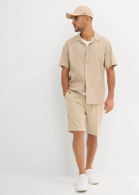 Kortärmad skjorta med lin, Loose Fit, bonprix