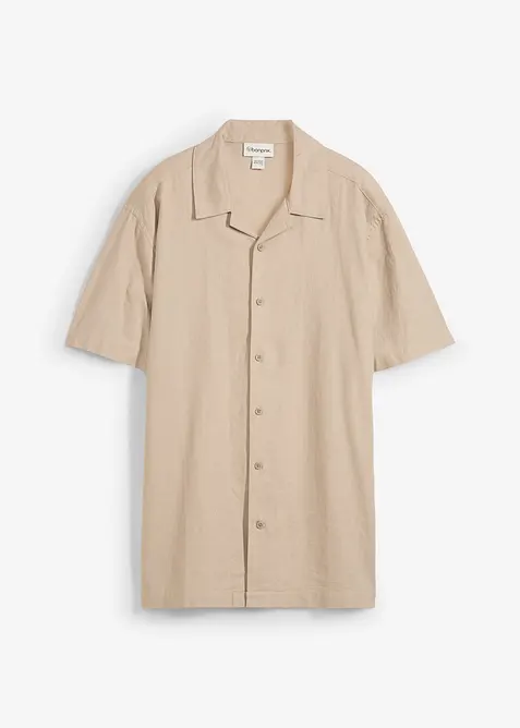 Kortärmad skjorta med lin, Loose Fit, bonprix