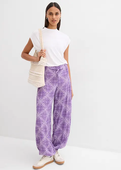 Byxa av mjuk viskos med resårlinning, bonprix