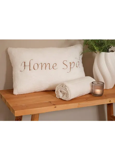 Prydnadskudde med &ouml;verdrag i fluffigt teddymaterial, bonprix